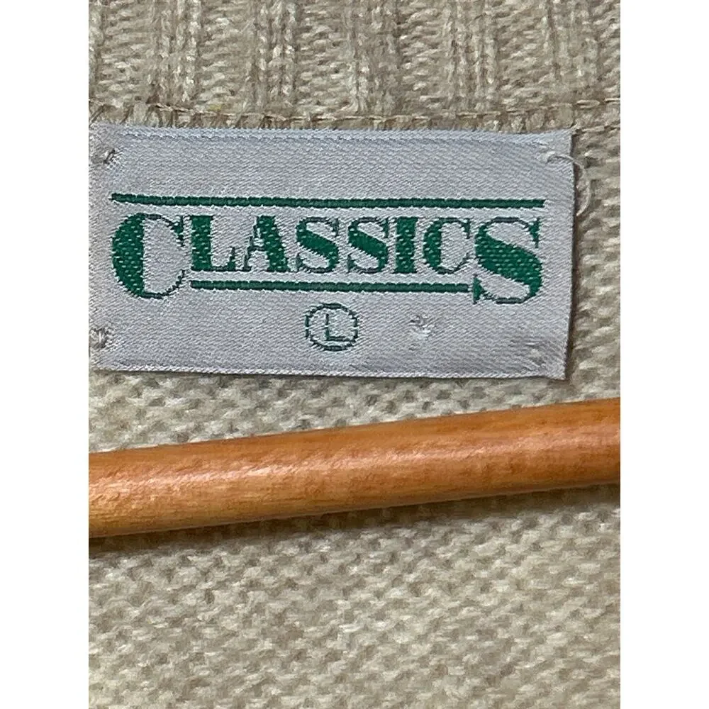 Vintage Sweater Vest Large Beige Cable Knit Classics
